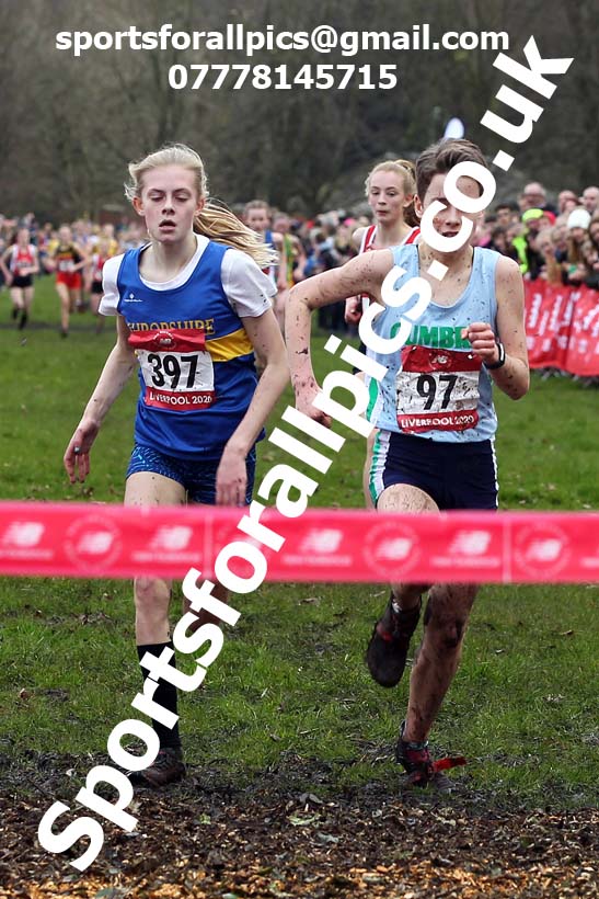 Junior girls, 2020 New Balance English Schools Champs., Sefton Park, Liverpool. Photo: David T. Hewitson/Sports for All Pics